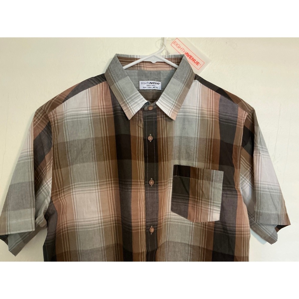New Eight Avenue Plaid Short Sleeve Button Up Shirt